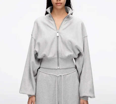 Women's Crop Sweatshirt Jacket with Zipper Hood Essential Hooded Sweatshirt with Zipper Sweatshirt-Style Jacket